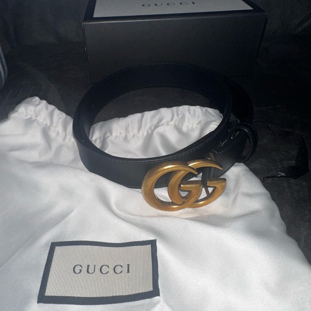 Gucci double GG belt in Black leather - Picture 6 of 6
